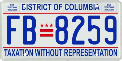 DC license plate FB8259