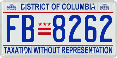 DC license plate FB8262