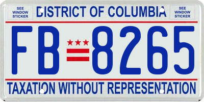 DC license plate FB8265