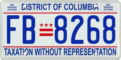 DC license plate FB8268