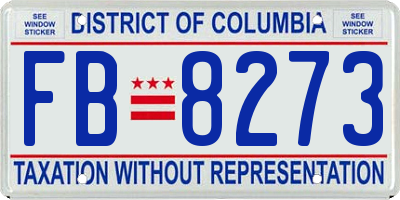 DC license plate FB8273