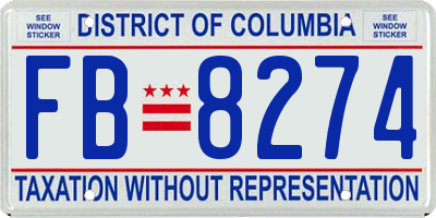 DC license plate FB8274