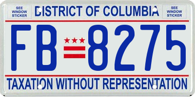 DC license plate FB8275