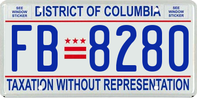 DC license plate FB8280