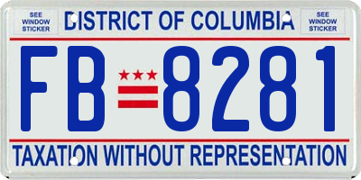 DC license plate FB8281