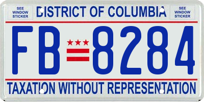 DC license plate FB8284