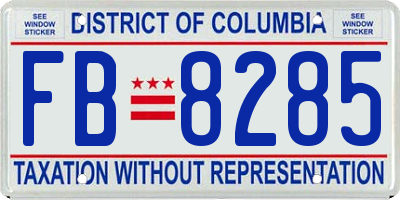 DC license plate FB8285