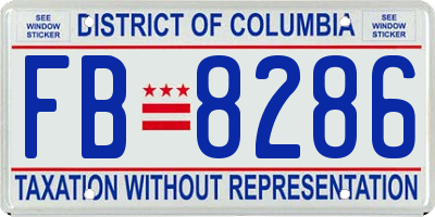 DC license plate FB8286