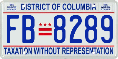 DC license plate FB8289