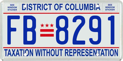 DC license plate FB8291