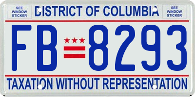 DC license plate FB8293