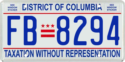 DC license plate FB8294