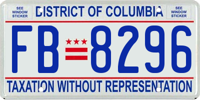 DC license plate FB8296