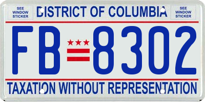 DC license plate FB8302