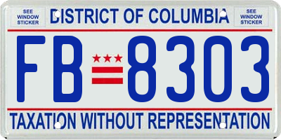 DC license plate FB8303