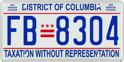 DC license plate FB8304