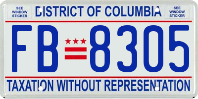 DC license plate FB8305