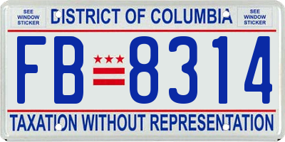 DC license plate FB8314