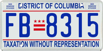 DC license plate FB8315