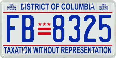 DC license plate FB8325