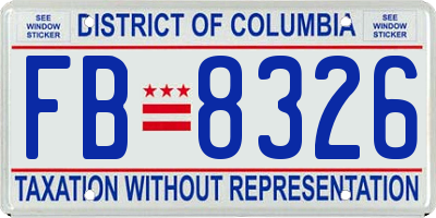 DC license plate FB8326