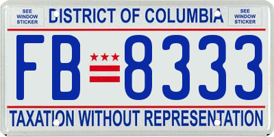 DC license plate FB8333