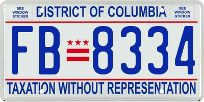 DC license plate FB8334