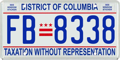 DC license plate FB8338