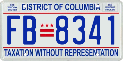 DC license plate FB8341