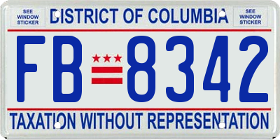 DC license plate FB8342