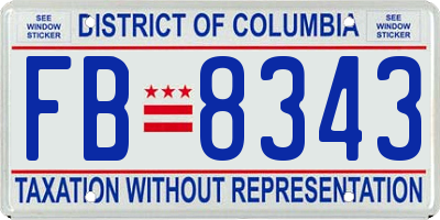 DC license plate FB8343