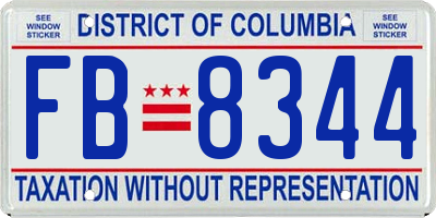 DC license plate FB8344