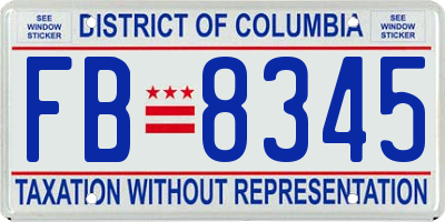 DC license plate FB8345