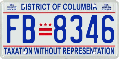 DC license plate FB8346