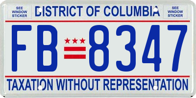 DC license plate FB8347