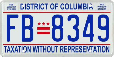 DC license plate FB8349