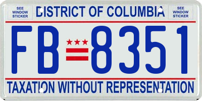 DC license plate FB8351