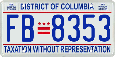 DC license plate FB8353