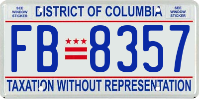 DC license plate FB8357