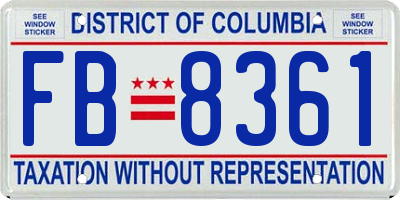 DC license plate FB8361