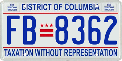 DC license plate FB8362