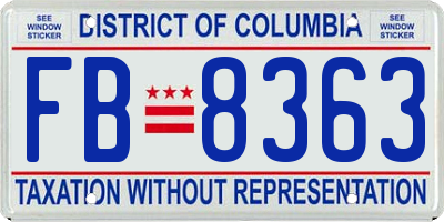 DC license plate FB8363