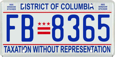 DC license plate FB8365