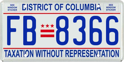 DC license plate FB8366