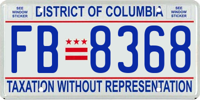 DC license plate FB8368