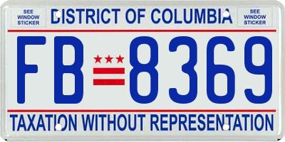 DC license plate FB8369