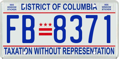 DC license plate FB8371