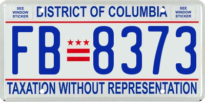 DC license plate FB8373