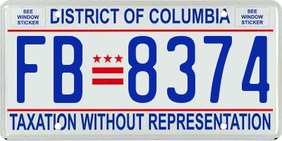 DC license plate FB8374