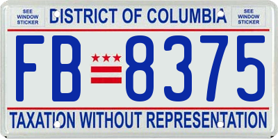 DC license plate FB8375